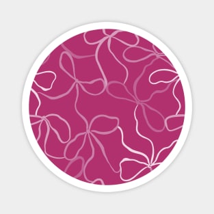 Coquette Pink Bows on a dark pink background pattern Magnet